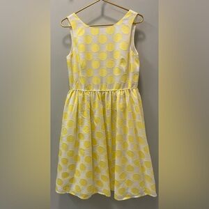 Ann Taylor LOFT yellow polka dot sleeveless dress, size 6, zip back, flare skirt